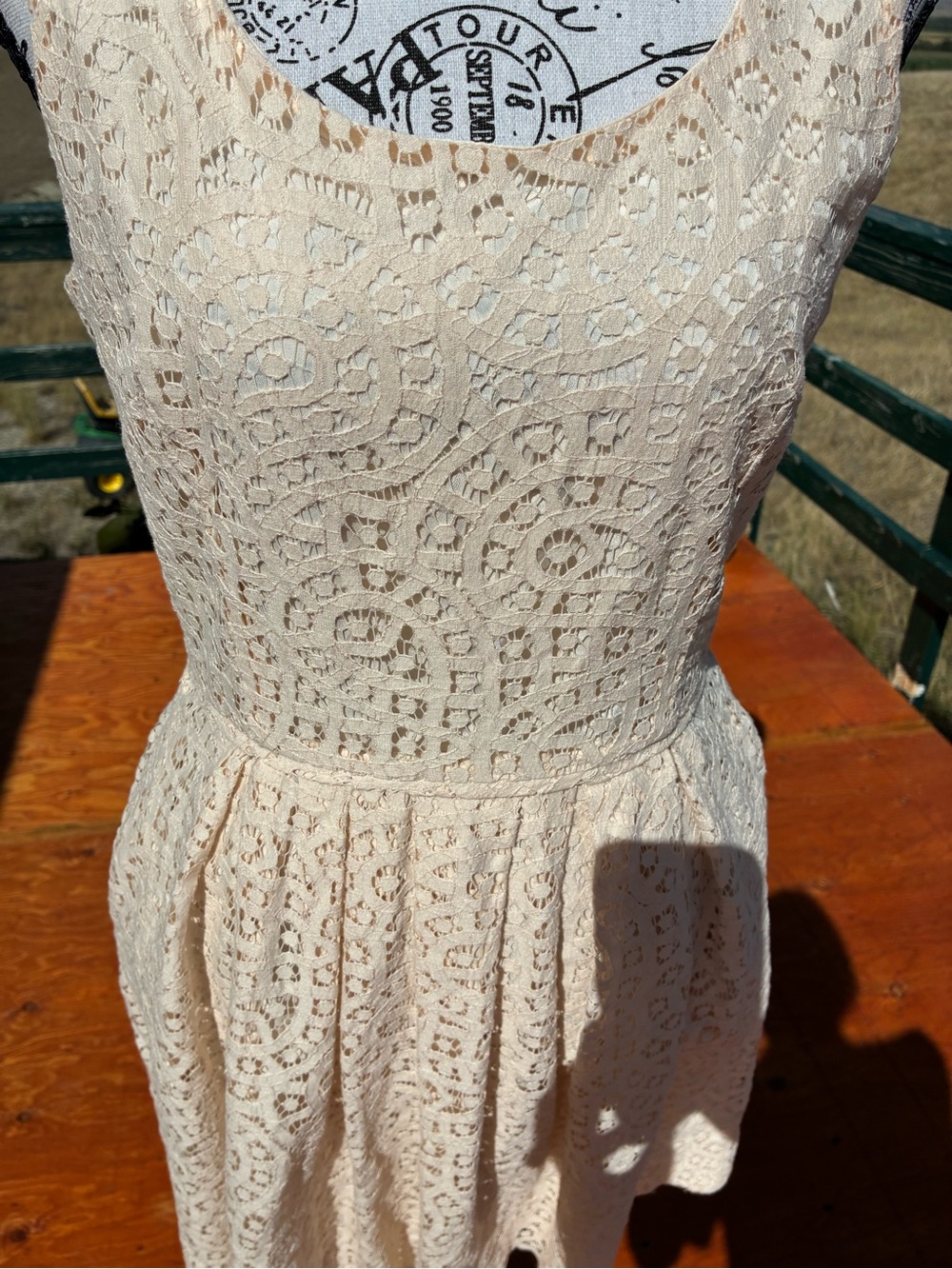 J. Crew Beautiful 👡Beige swirling Lace Fit-and-Flare Dress 4 - Picture 9 of 13